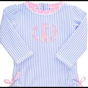 Periwinkle Blue Seersucker One Piece Rash Guard